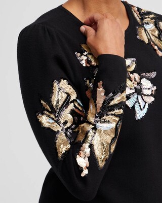 Floral Sequin Pullover Sweater