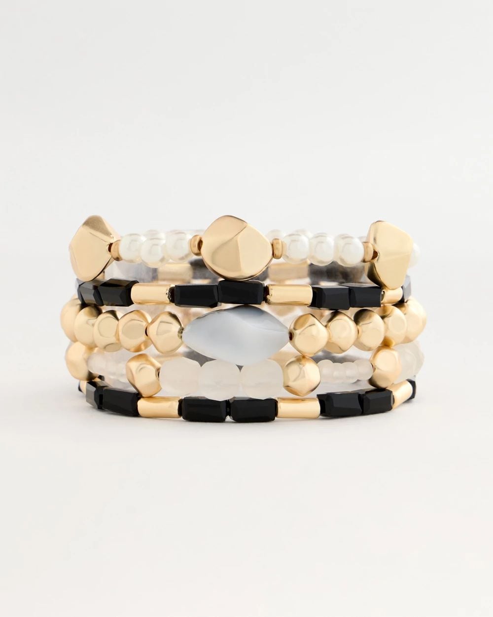 Stretch Set of Three Glam Beaded Bracelets