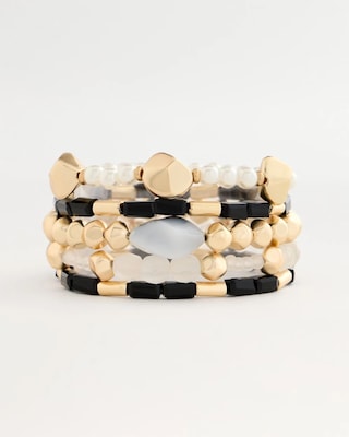 Stretch Set of Three Glam Beaded Bracelets
