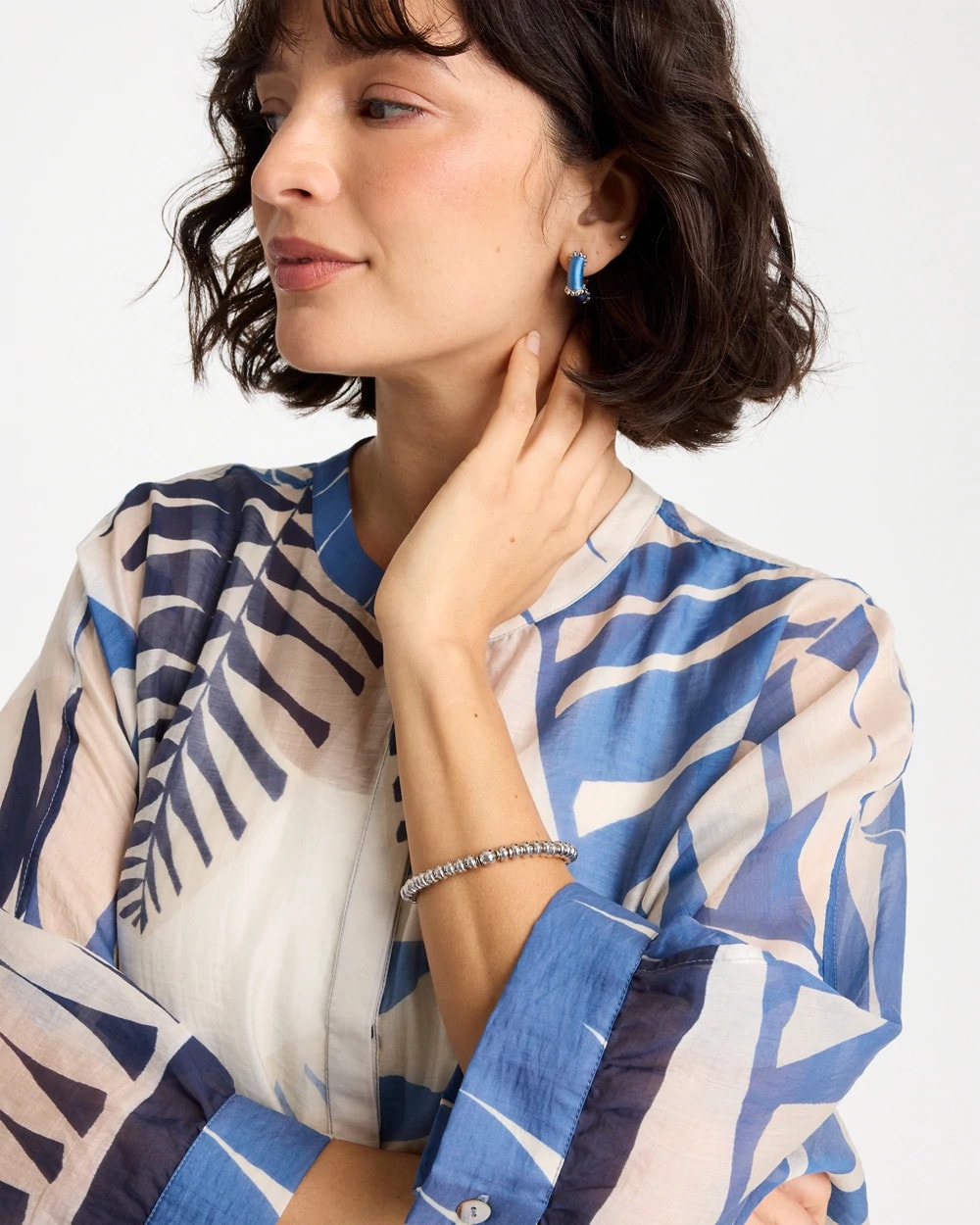 Silvertone Rounded Stretch Bracelet