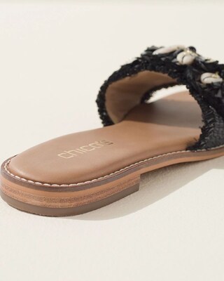 Black Seashell Slide Sandals