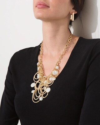 Gold Tone Statement Bib Necklace