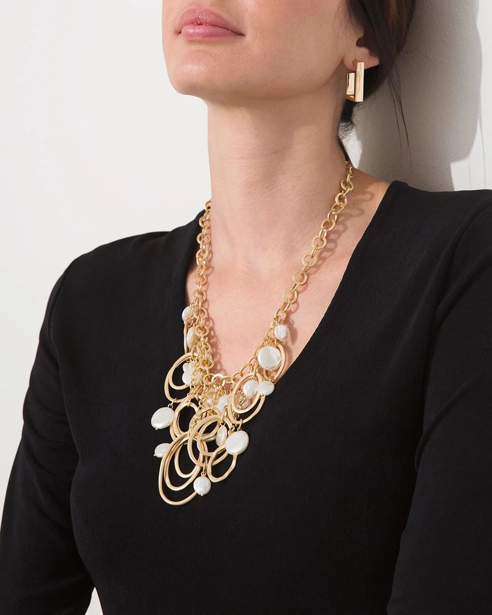 Gold Tone Statement Bib Necklace