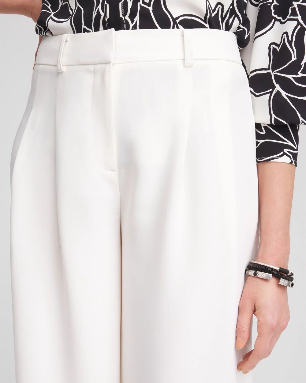 Petite Crepe Pleated Wide-Leg Pants