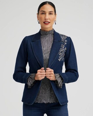 Embellished Denim Blazer