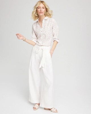 No Iron™ Animal Print Linen Shirt click to view larger image.