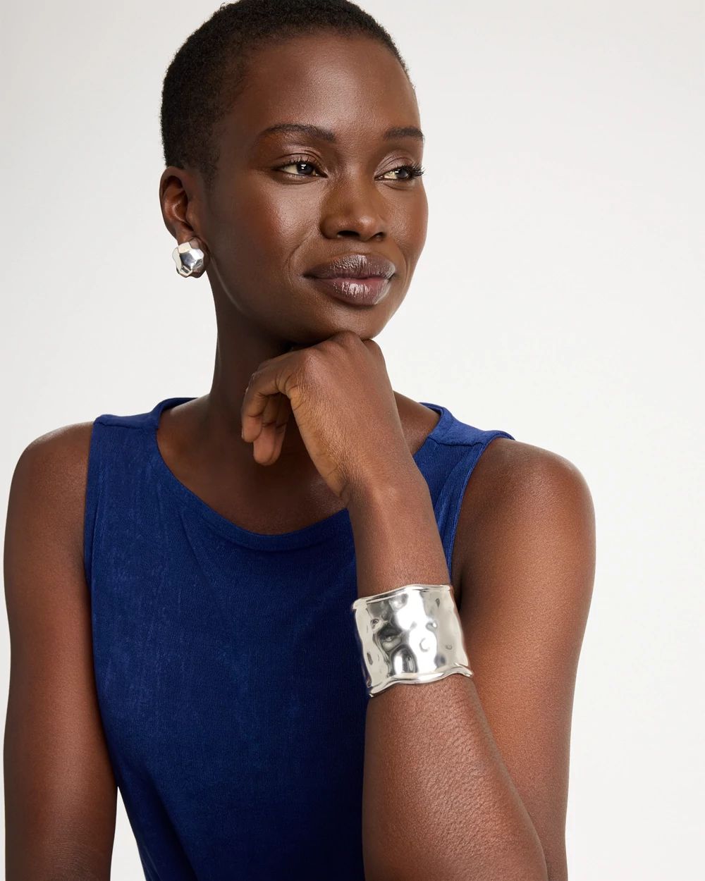 Silvertone Statement Cuff Bracelet click to view larger image.