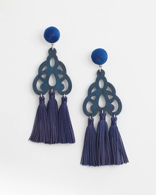 No Droop™ Navy Fringe Earrings