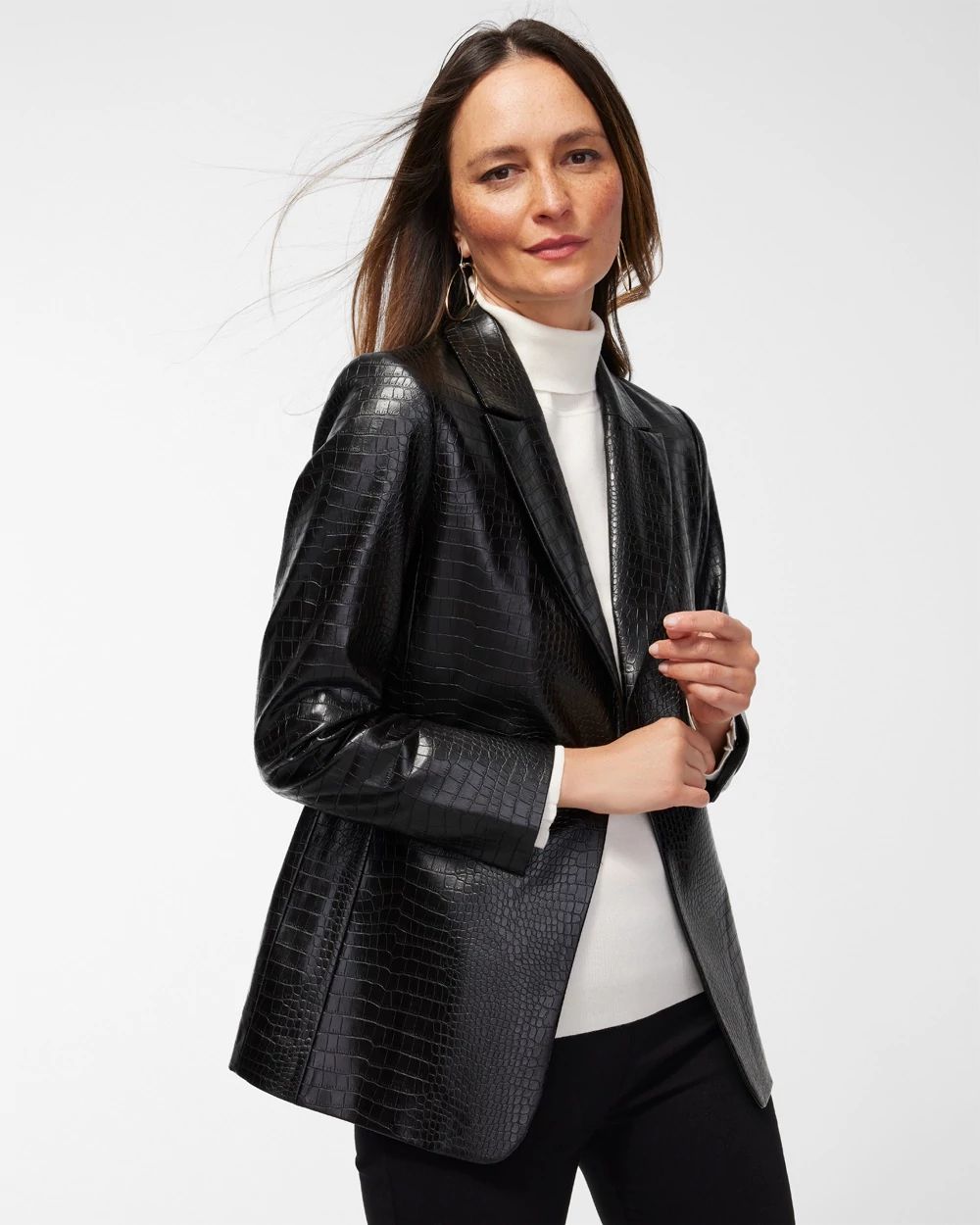 Crocodile Faux Leather Blazer