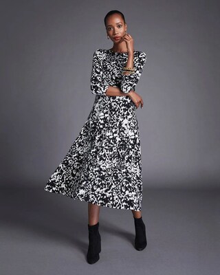 Travelers Print Bell Sleeve Dress