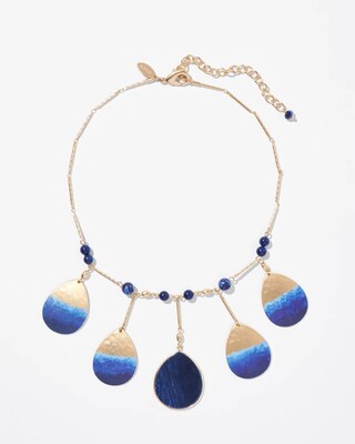 Blue & Gold Tone Bib Necklace