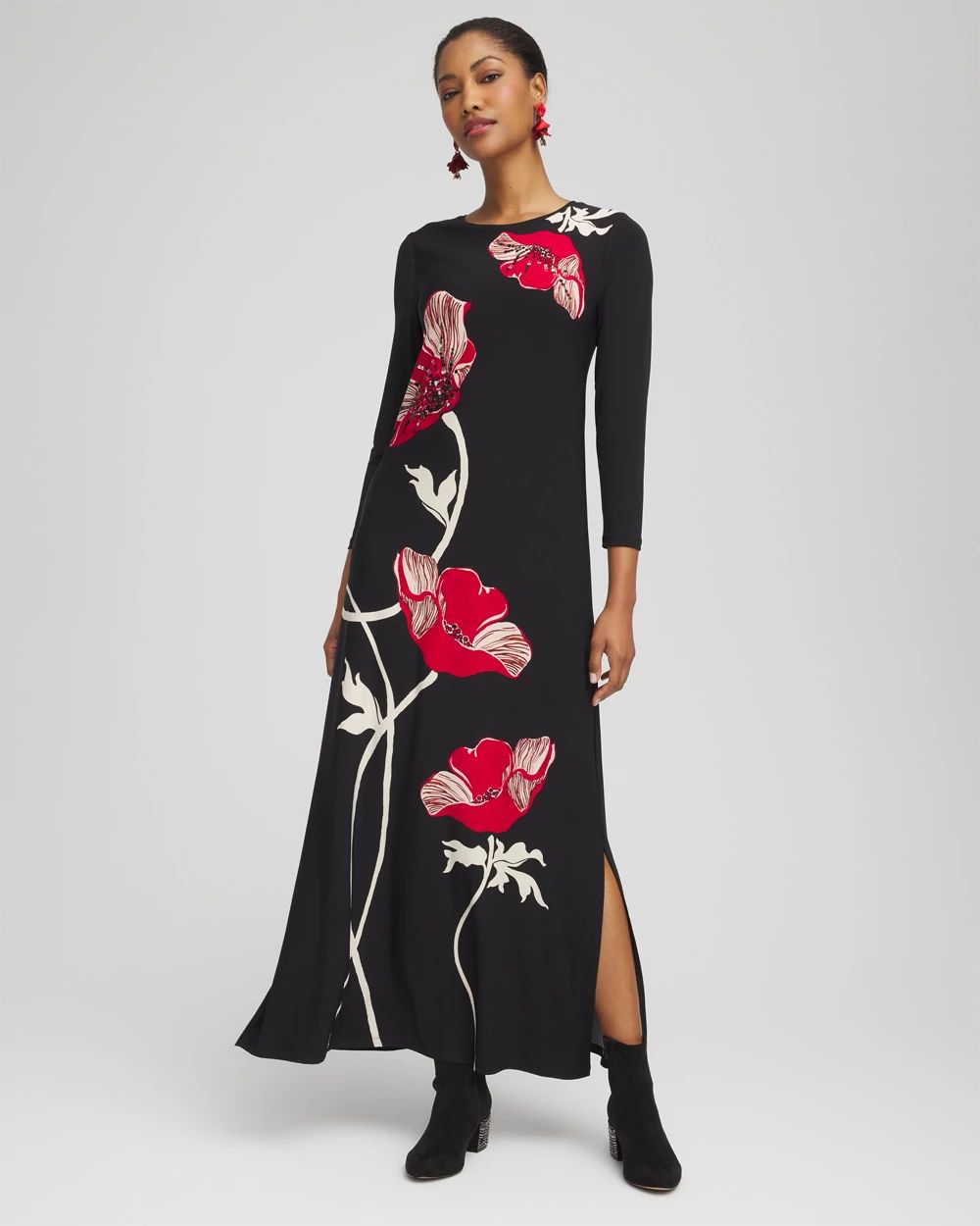 Embellished Floral Maxi Dress click to view larger image.