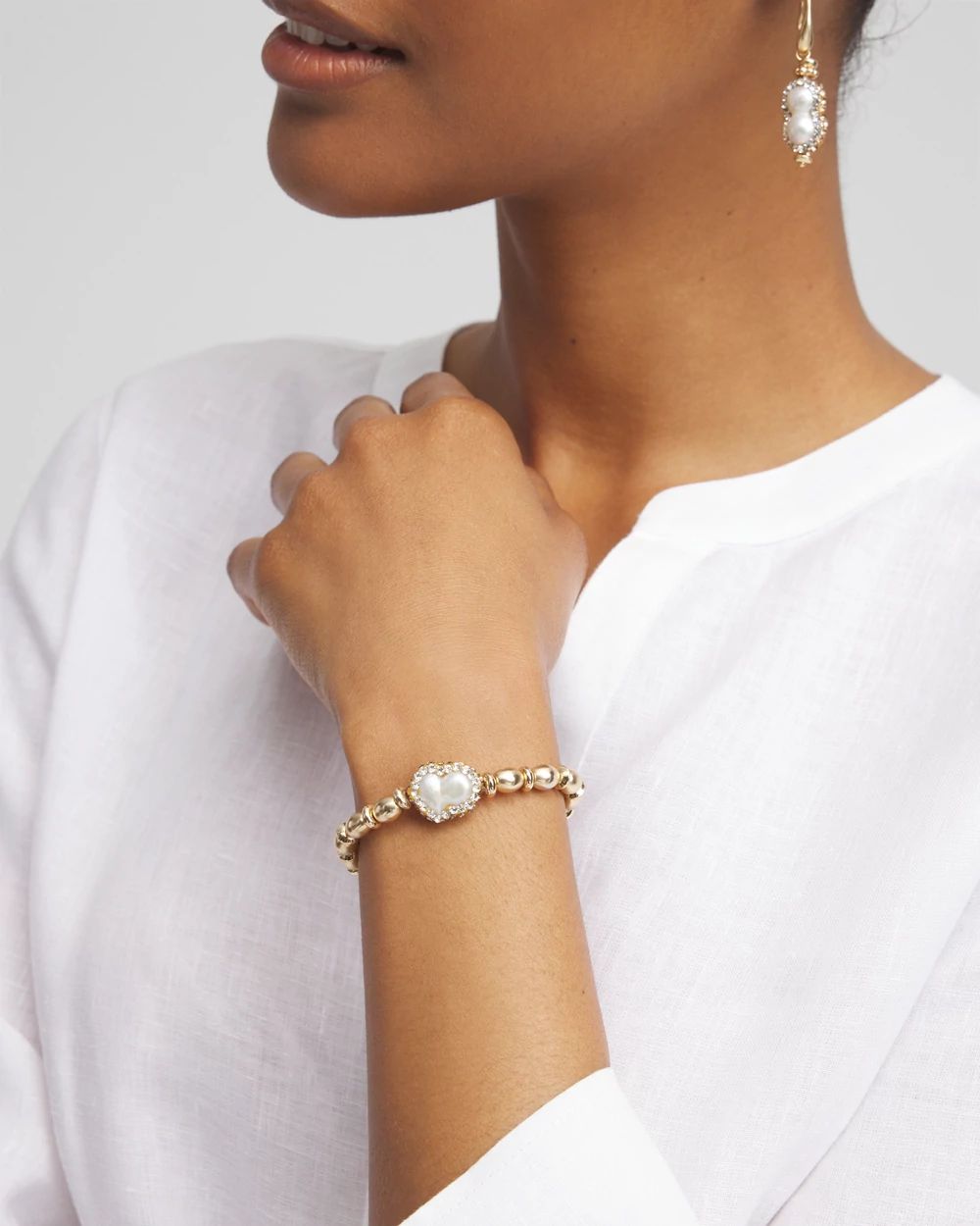 Goldtone Freshwater Pearl Stretch Bracelet