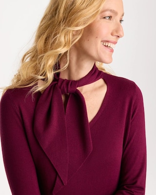 Tie-Neck Pullover Sweater click to view larger image.