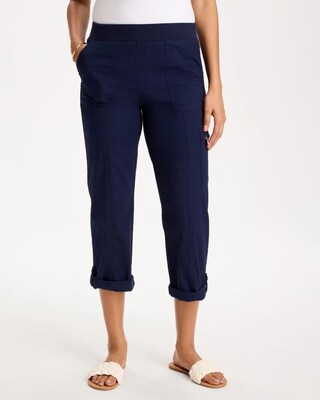 Poplin Cropped Roll Tab Pants