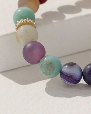 Matte Beaded Pavé Stretch Bracelet