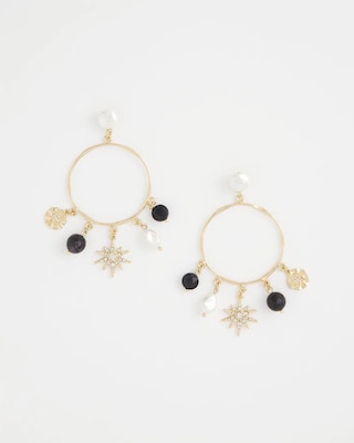 Starry Night Charm Hoop Earrings