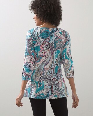 Scroll 3/4 Button Sleeve Slub Tunic