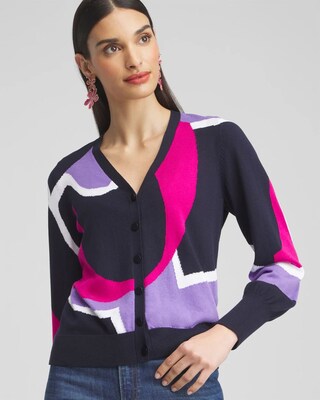 Intarsia Button Front Cardigan