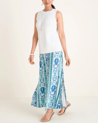 Ikat-Print Double Side-Slit Maxi Skirt