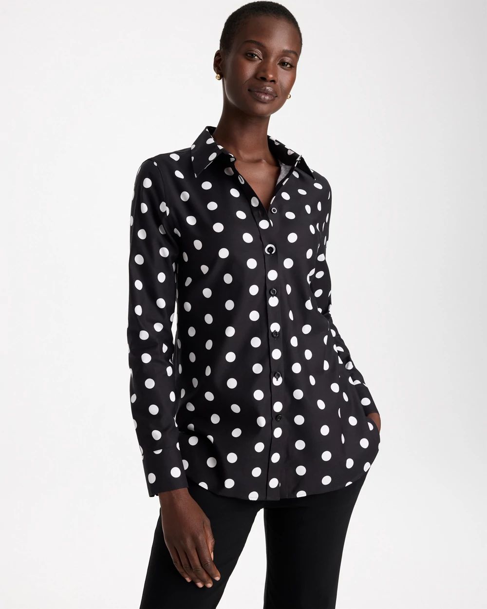 No Iron™ Stretch Polka Dot Shirt