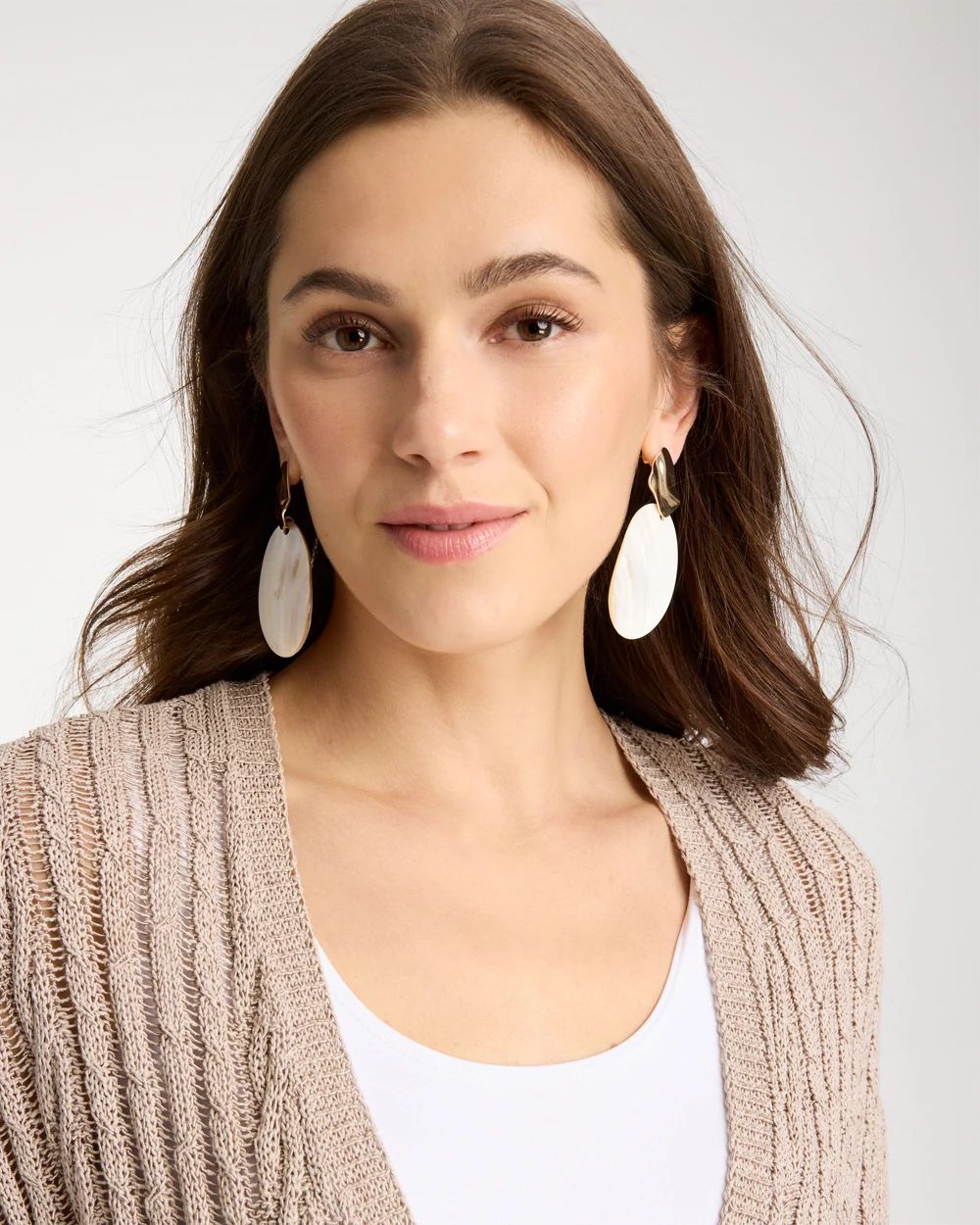 Shell Oval Drop Earrings