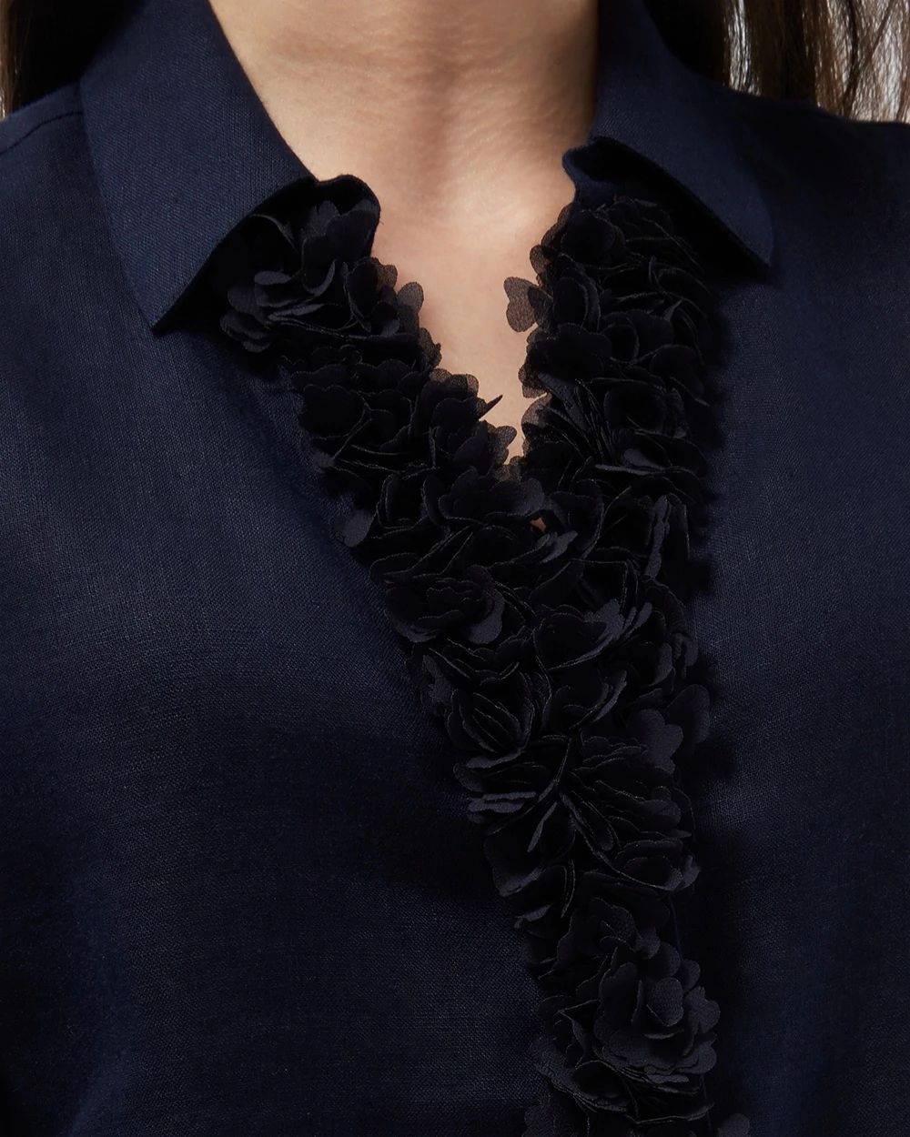 Linen Floral Applique Tunic