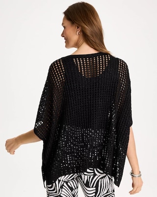 Lurex Open-Stitch Sweater Poncho click to view larger image.