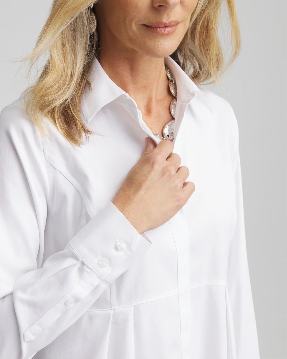 No Iron™ Peplum Pleated Shirt