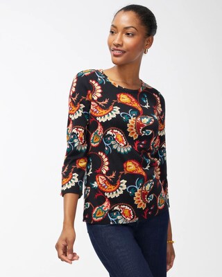Pima Paisley 3/4 Sleeve Everyday Tee