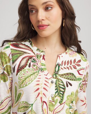 Tropical Cotton Slub Henley Shirt click to view larger image.