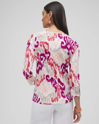 Ikat 3/4 Sleeve Button Tee
