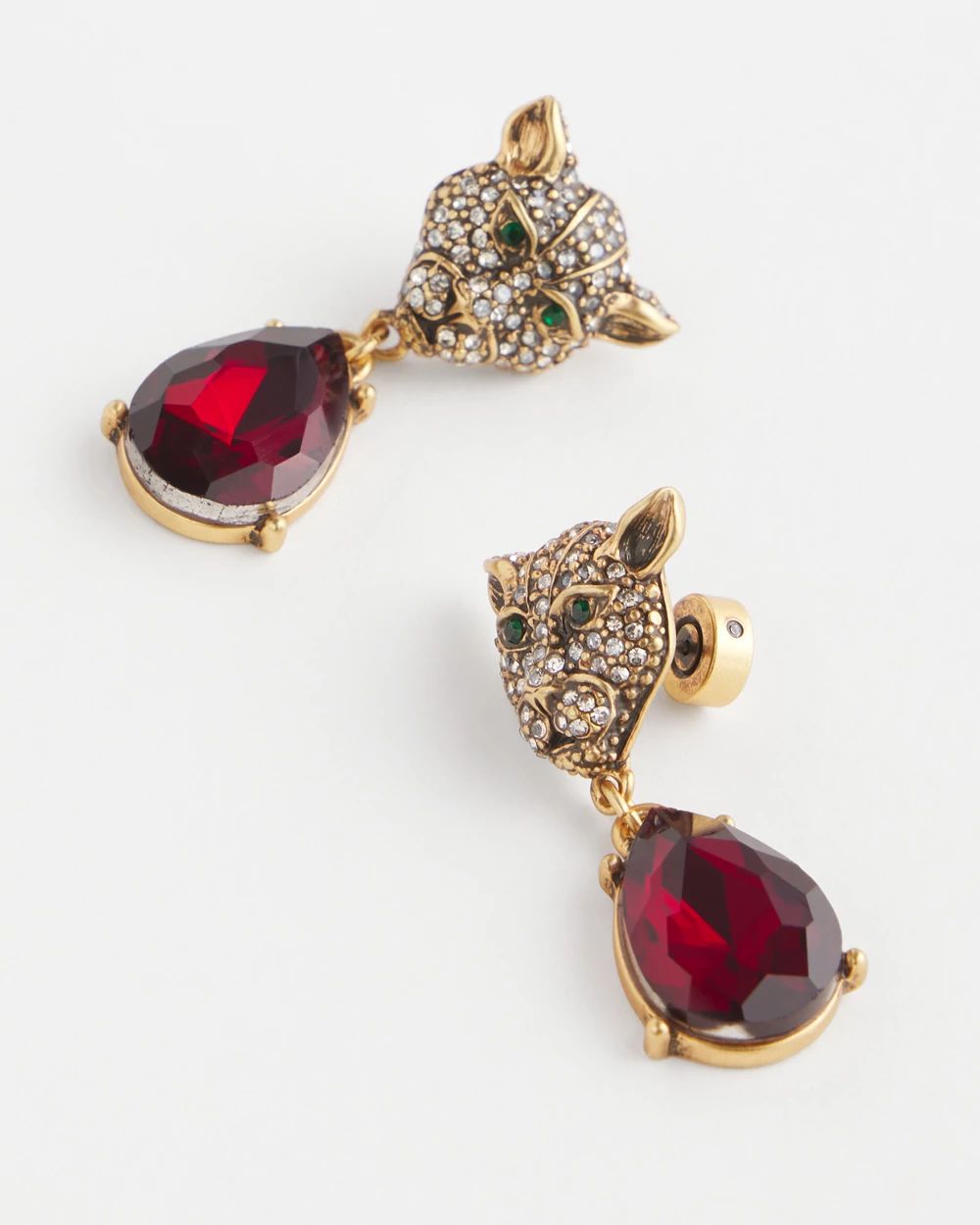 Jaguar Red Faceted Drop Earrings click to view larger image.