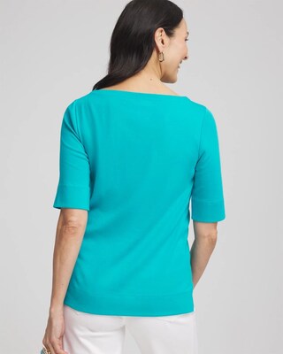 Pima Cotton Bateau-Neck Tee click to view larger image.