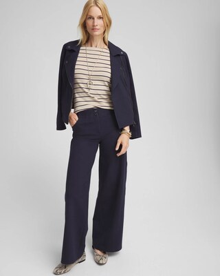 Stripe 3/4 Sleeve Bateau Neck Tee