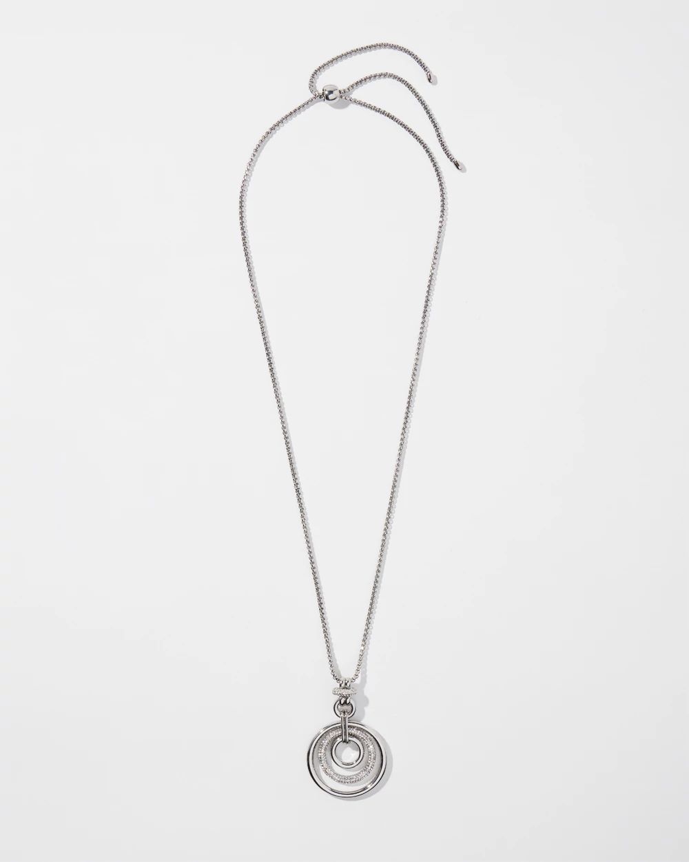 Adjustable Silver Tone Pendant Necklace