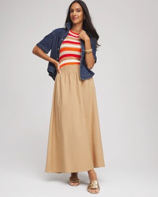 Smocked Pull-On Midi Skirt click to view larger image.