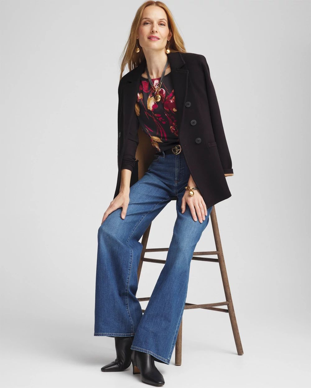 Satin Leaves Long Sleeve Tee