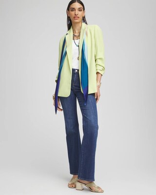 Notched-Lapel Ruched Sleeve Blazer click to view larger image.