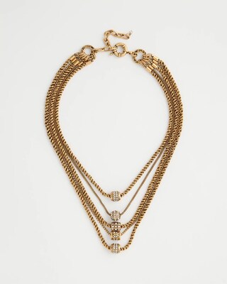 Multi-Strand Faux Diamond Barrel Necklace