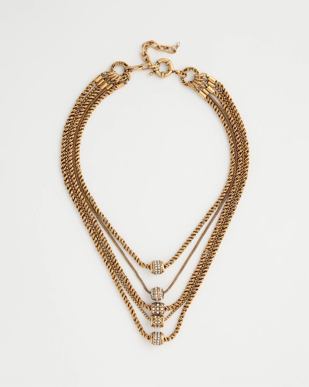 Multi-Strand Faux Diamond Barrel Necklace