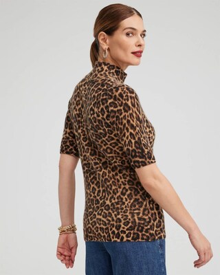 Cashmere Leopard Elbow Sleeve Sweater