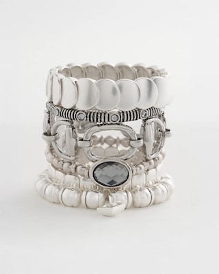 Silvertone Stretch Bracelet click to view larger image.