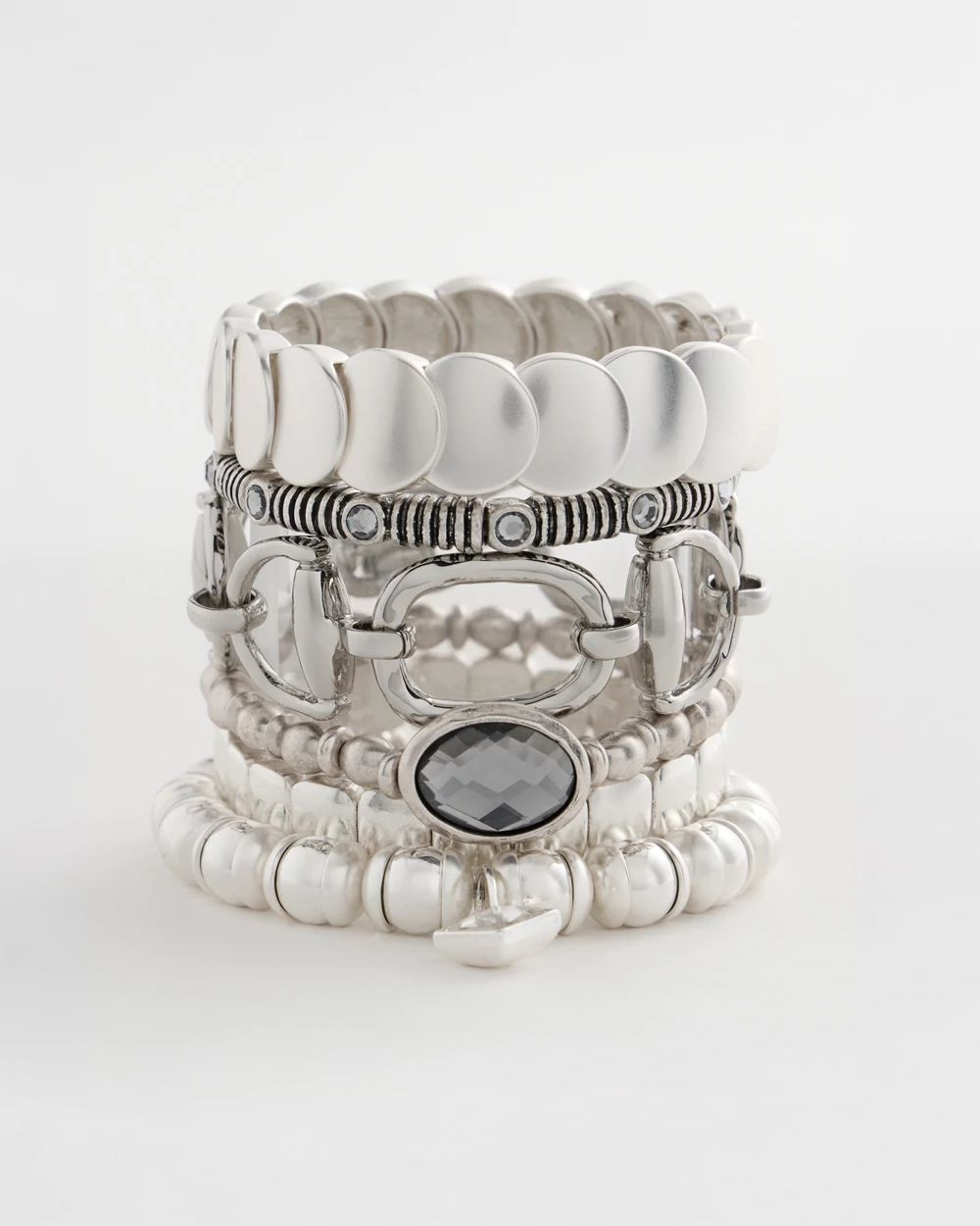 Silvertone Stretch Bracelet click to view larger image.