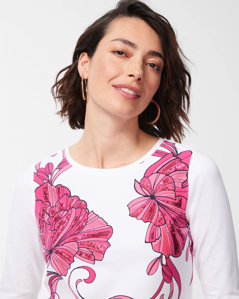 3/4 Sleeve Embellished Perfect Tee