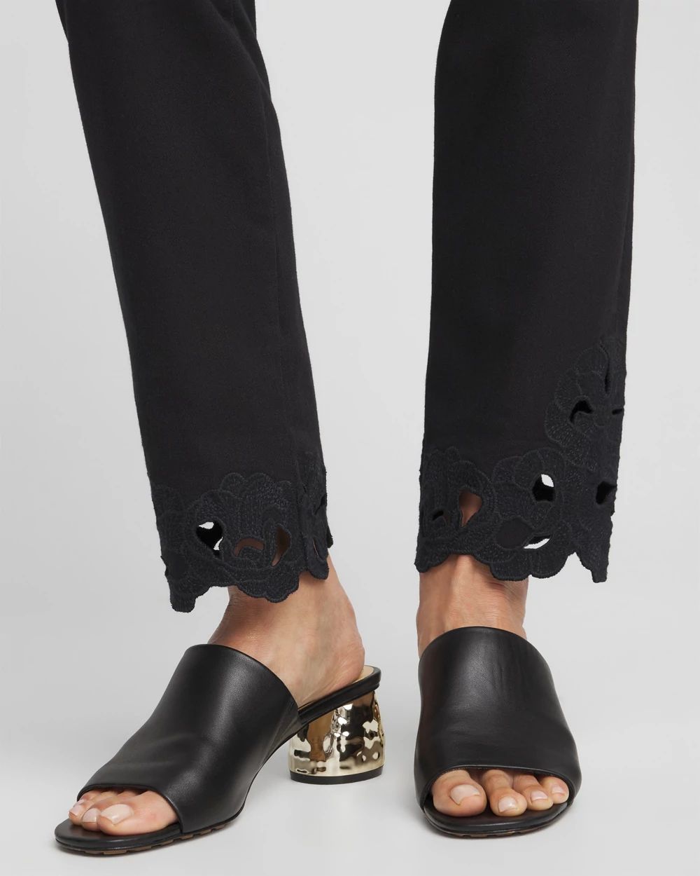 Girlfriend Floral Cutout Ankle Jeans