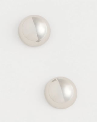 Mini Silvertone Sphere Stud Earrings