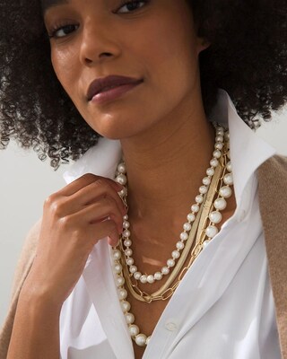 White Faux Pearl Necklace
