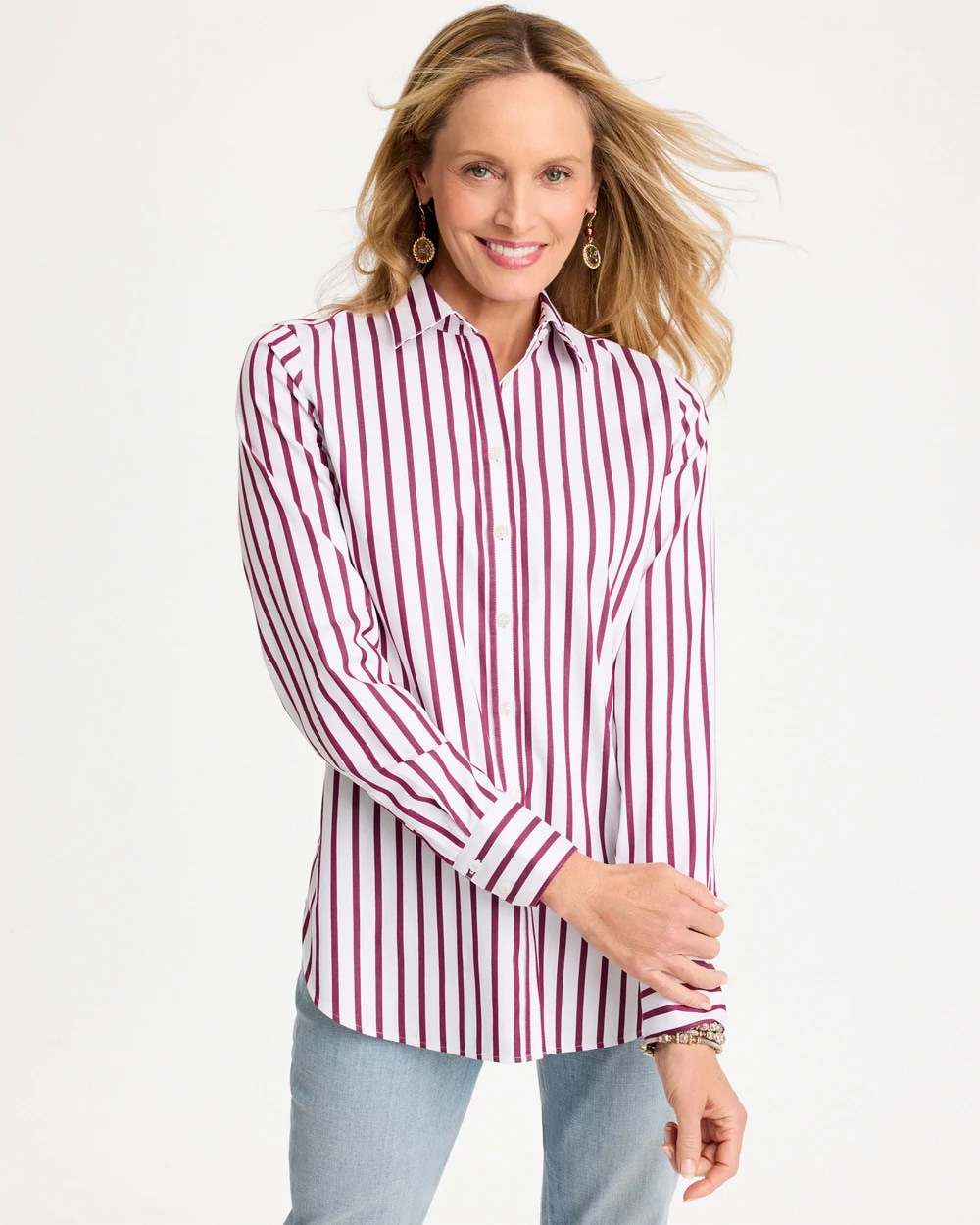 Striped No Iron™ Stretch Shirt
