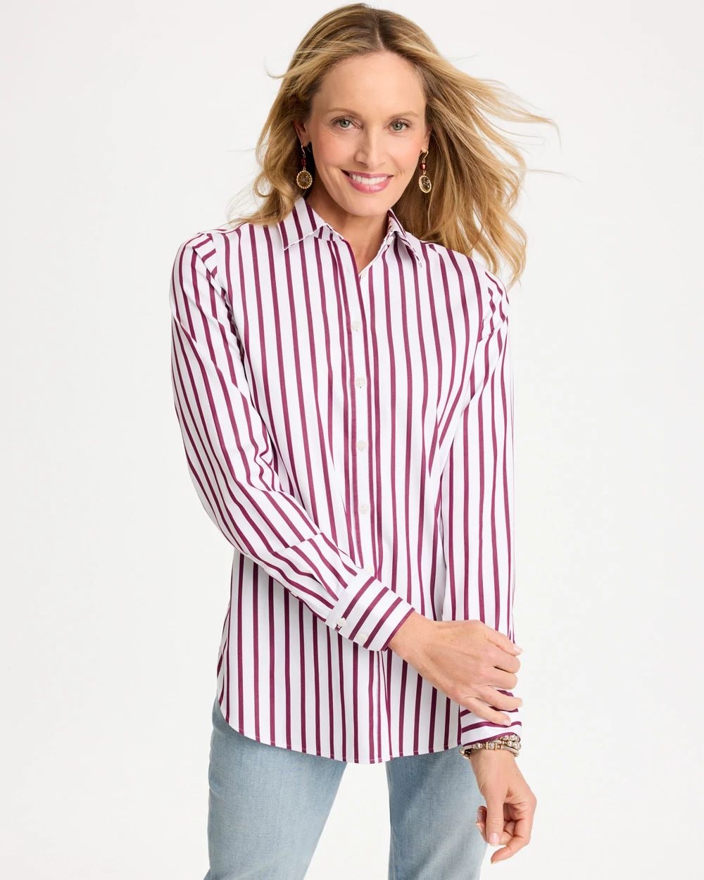 Striped No Iron™ Stretch Shirt